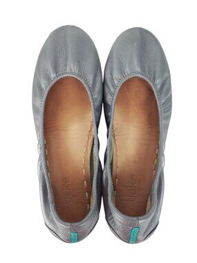 Tieks by Gavrieli Metallic Pewter Leather Ballet Flats Shoes Foldable Womens 9